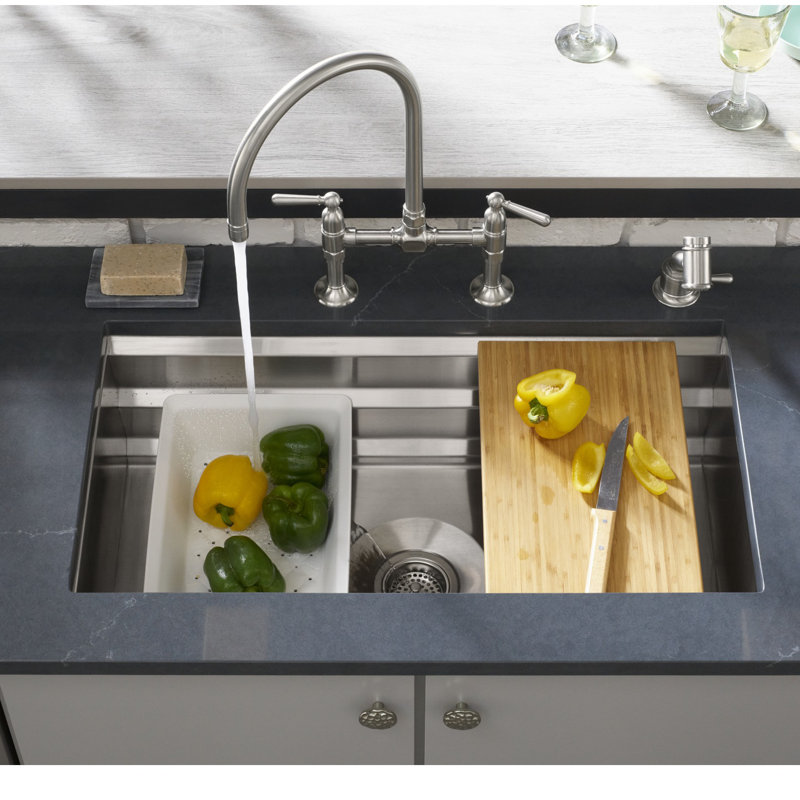 Kohler Prolific 29in x 173/4in x 10in UnderMount SingleBowl Kitchen Sink with Accessories